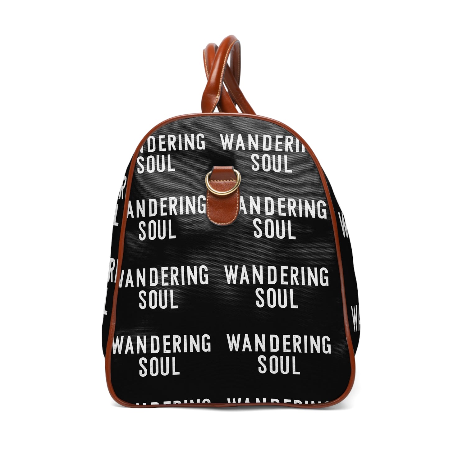 Wandering Soul Waterproof Travel Bag | Black Text Print, Carry-On Duffel