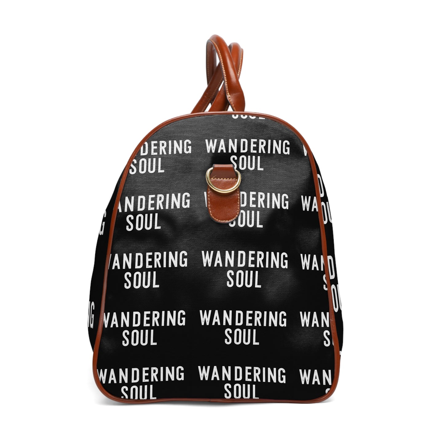 Wandering Soul Waterproof Travel Bag | Black Text Print, Carry-On Duffel